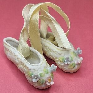 Floral Ballet Slippers with Ribbon